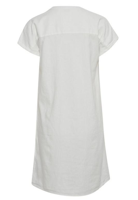 b.young Vestito da donna con scollo a V misto lino Byfalakka V Neck Dress 20811336 114800 off white