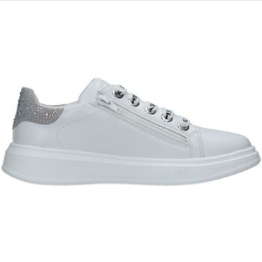 CafèNoir Sneakers Bambina Ragazza Laccio e Zip Laterale Bianche - C-2020