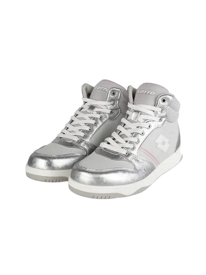 Lotto Scarpa da ginnastica da ragazza alta con Zip Rocket AMF Metal 218173 9F2 mushroom gray-white-silver