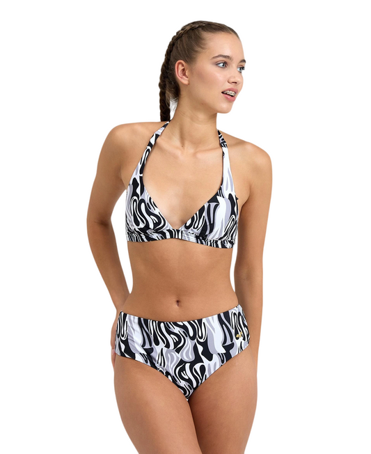 Arena costume da bagno da donna Bikini scollo America Halterneck Allover 005956550 grigio multi