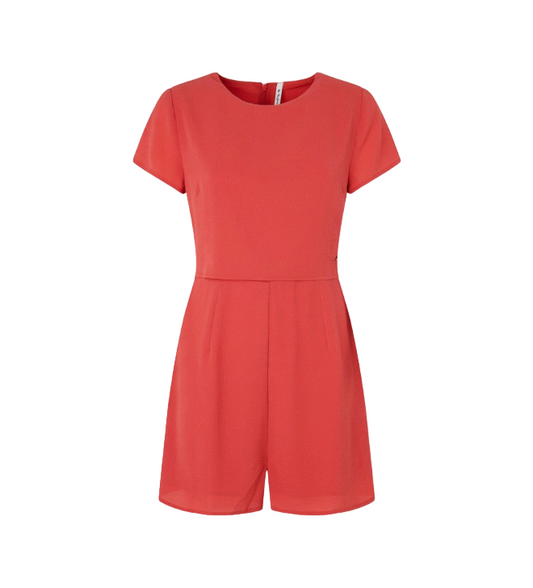Pepe Jeans Tuta corta casual da donna in tessuto crepe Pernella PL230442 217 rosso