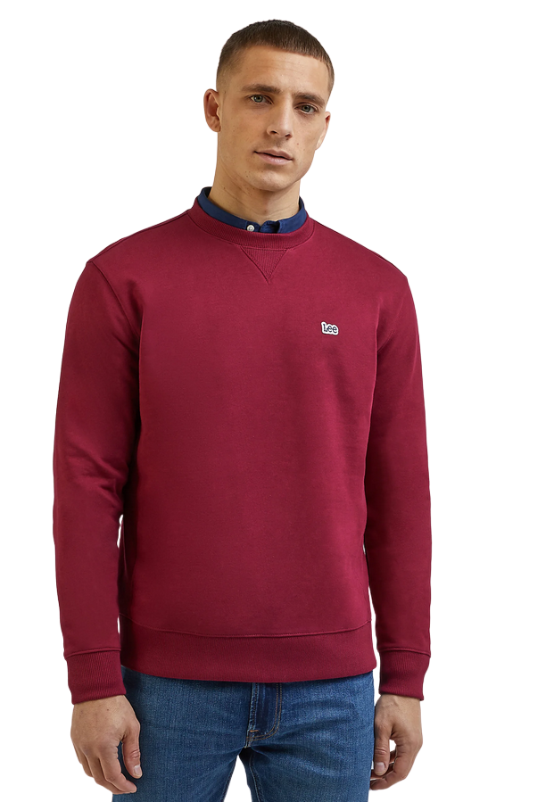 Lee Felpa Girocollo da uomo Plain Crew Sweatshrt 112341661 bordò