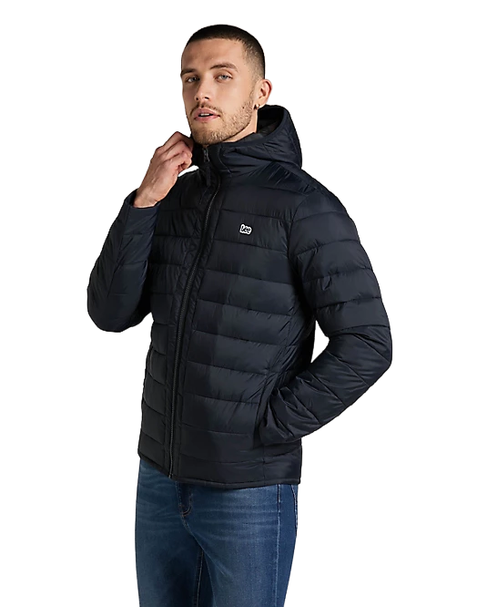 Lee Piumino Puffer Uomo Nero L87HSZ01 - Giacca Leggera Cappuccio Idrorepellente