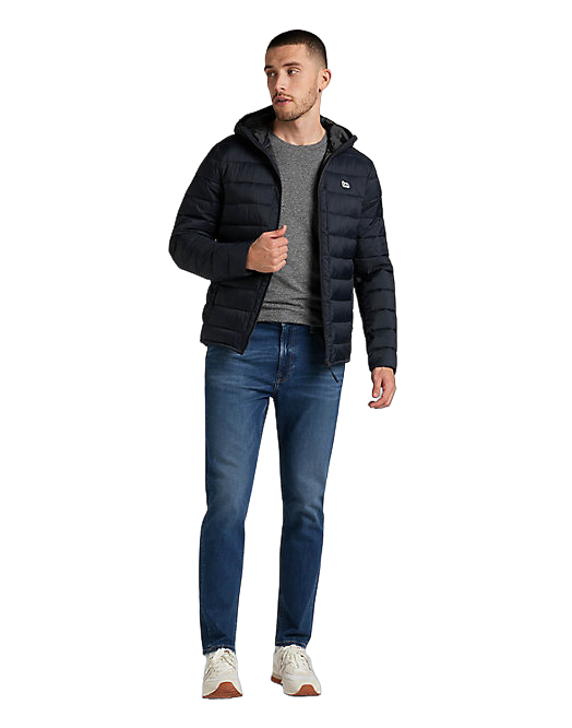 Lee Piumino Puffer Uomo Nero L87HSZ01 - Giacca Leggera Cappuccio Idrorepellente