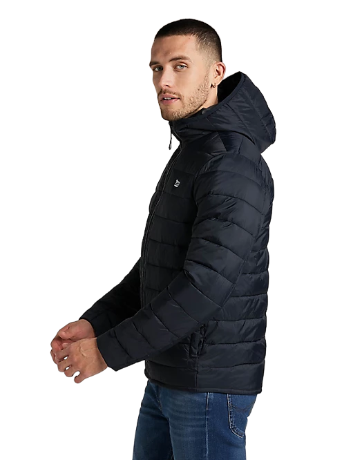 Lee Piumino Puffer Uomo Nero L87HSZ01 - Giacca Leggera Cappuccio Idrorepellente