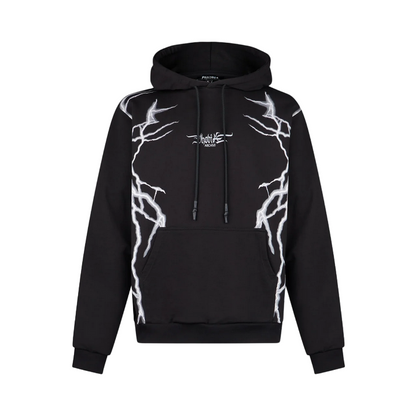 Phobia felpa da uomo con cappuccio con stampa fulmini grigi PH00411GRIGIO nero