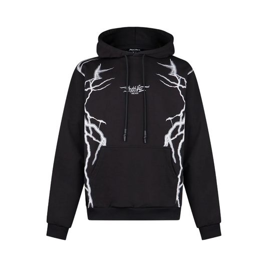 Phobia felpa da uomo con cappuccio con stampa fulmini grigi PH00411GRIGIO nero