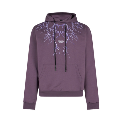 Phobia felpa da uomo con cappuccio con fulmini ricamati viola PH00428PU viola