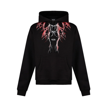 Phobia felpa con cappuccio da uomo con fulmini rossi e grigi PH00444REDGR nero