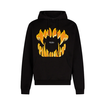 Phobia felpa da uomo con cappuccio con stampa Morso de Demone arancio PH00388 nero