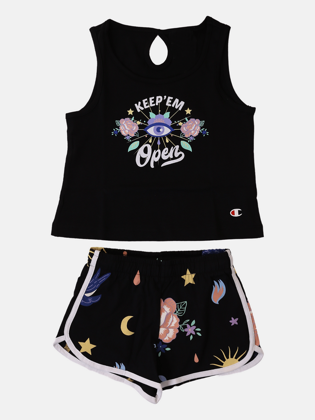 Champion Completo Ragazza canotta e pantaloncino 404398 KK001 NBK black