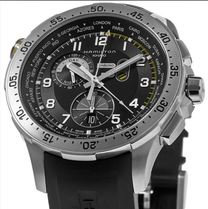 Hamilton Khaki Aviation H76714335 – Quarzchronograph 45mm mit verschraubter Krone und 100m WD