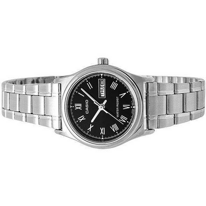 Casio LTP‑V006D‑1B – Orologio da polso analogico in acciaio, Giorno/Data, water resistant