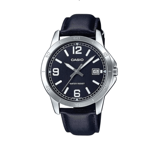 Casio MTP-V004L-1B - Orologio da Uomo Elegante con Cinturino in Pelle Nera