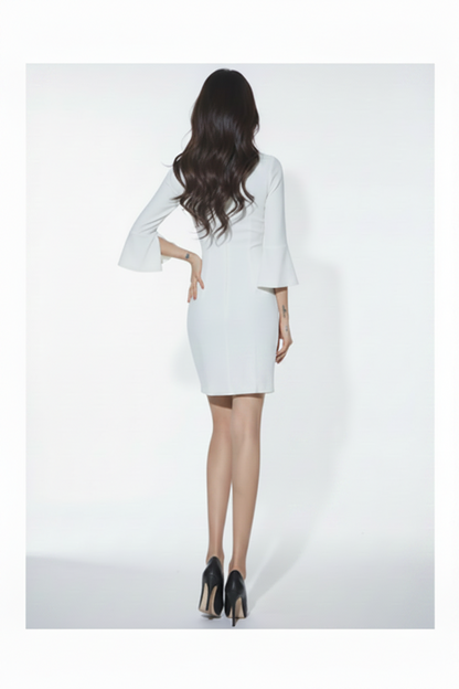 Abito Donna Bianco Elegante con Bottoni Stile Giacca