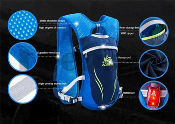 Zaino Running Idratazione Unisex per Maratona con Tasche Multiple