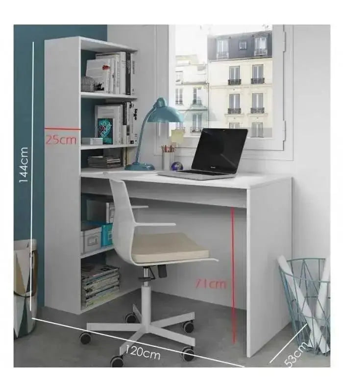 Moderner Schreibtisch mit umkehrbarem Regal mit 5 Fächern – Funktionales Design