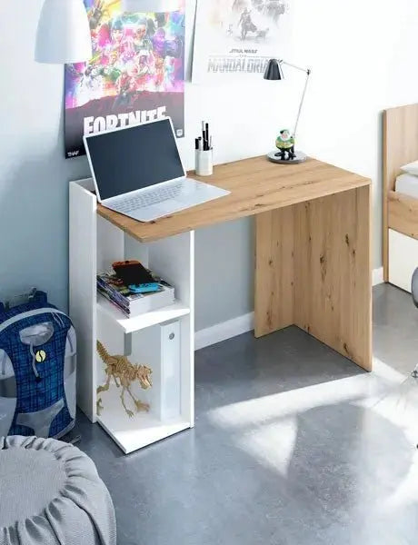 Reversible corner desk knotted oak-white