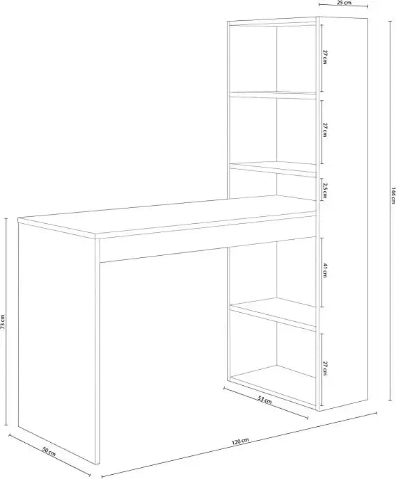 Scrivania con libreria duplo bianco rovere