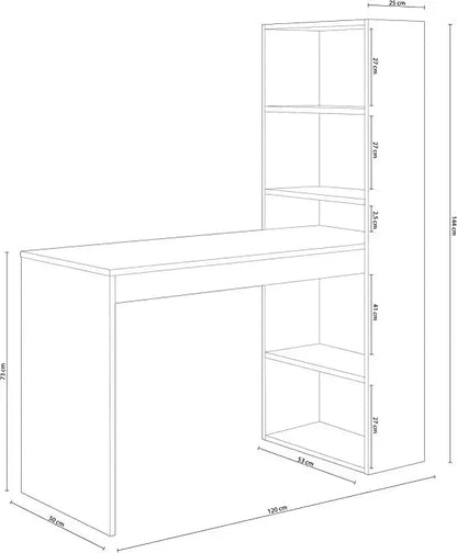 Scrivania con libreria duplo bianco rovere