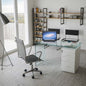 B-Desk desk with curved glass drawer unit W.125.5 D.65 H.74.5