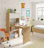 Desk-bookcase 3 positions knotted oak-white