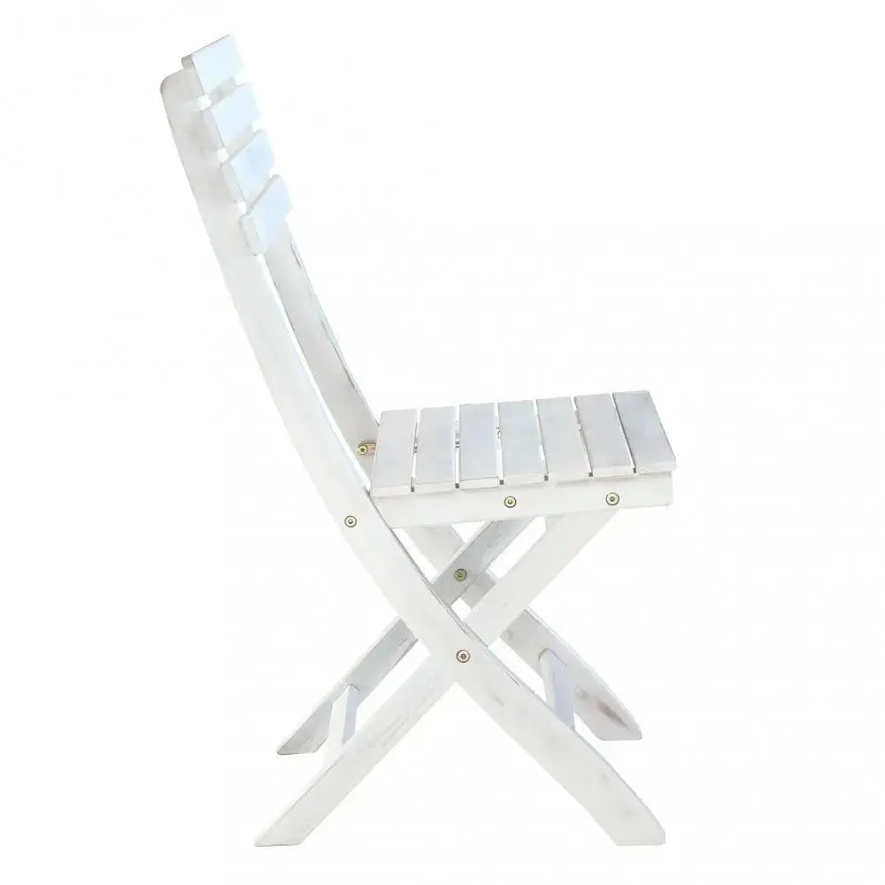 Sedia Dalila senza braccioli: Bianca, Legno di Acacia Massiccio, cm 36x53x87