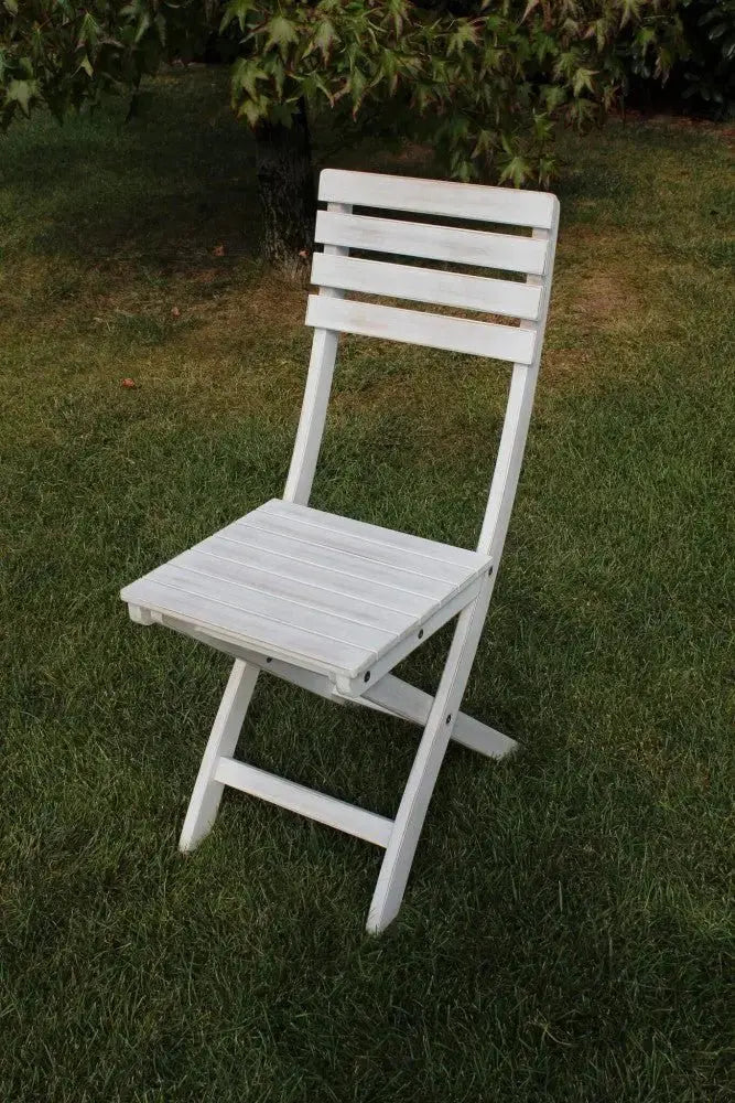 Sedia Dalila senza braccioli: Bianca, Legno di Acacia Massiccio, cm 36x53x87