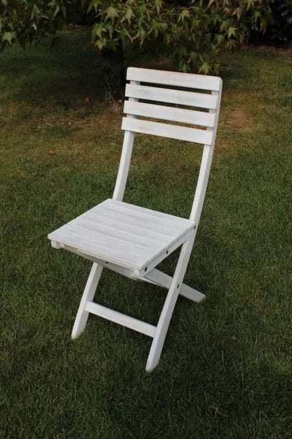 Sedia Dalila senza braccioli: Bianca, Legno di Acacia Massiccio, cm 36x53x87