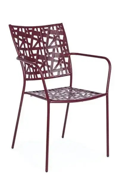 Stackable Matt Steel Outdoor Chair - Green, Burgundy, Ochre