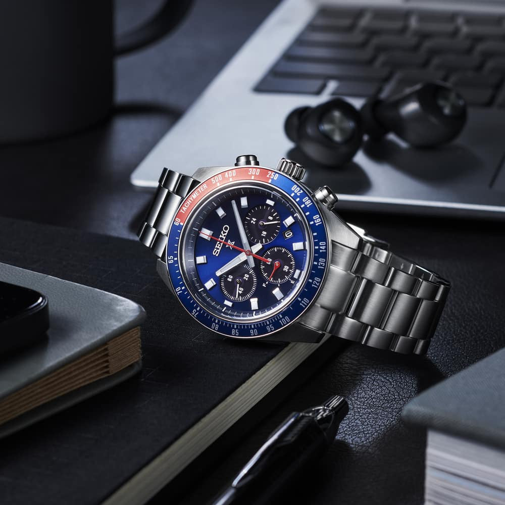 Seiko Prospex Speedtimer Solar Chronograph – Movimento Quarzo Solare, Swiss Made, Blu Scuro, 41,4mm – Cod. SSC913P1
