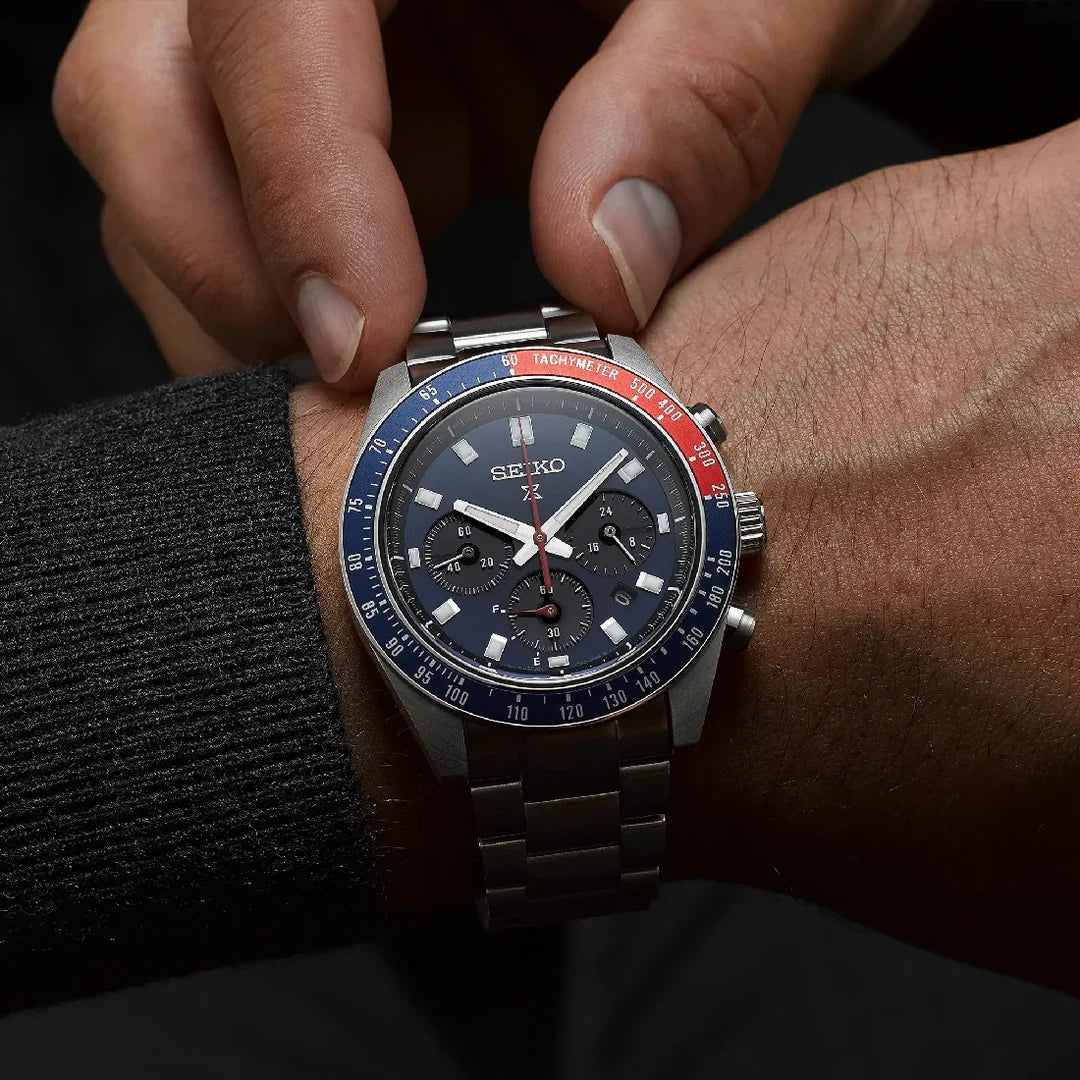 Seiko Prospex Speedtimer Solar Chronograph – Movimento Quarzo Solare, Swiss Made, Blu Scuro, 41,4mm – Cod. SSC913P1
