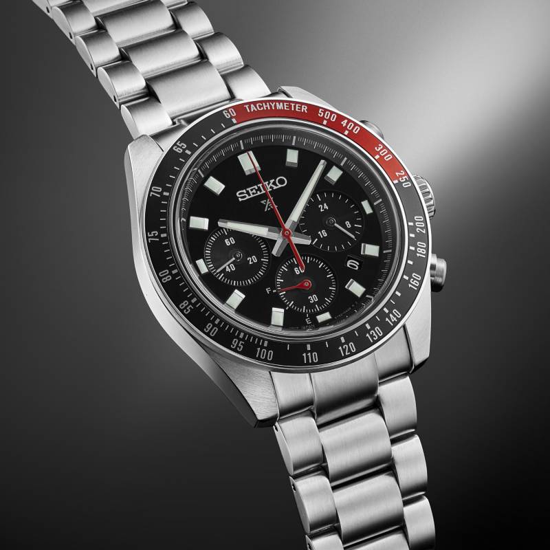 Seiko Prospex Speedtimer Solar Chronograph – Movimento Quarzo Solare, Nero e Rosso, 41,4mm – Cod. SSC915P1