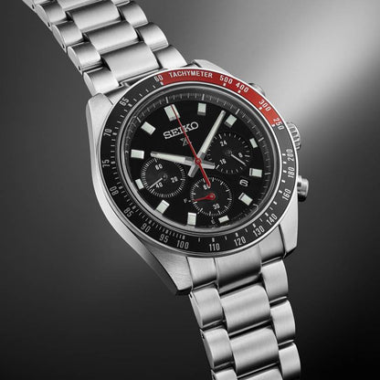 Seiko Prospex Speedtimer Solar Chronograph – Movimento Quarzo Solare, Nero e Rosso, 41,4mm – Cod. SSC915P1