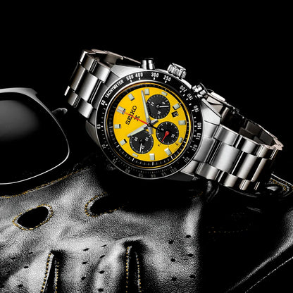 Seiko Prospex Speedtimer Solar Chronograph – Movimento Quarzo Solare, Giallo e Nero, 41,4mm – Cod. SSC929P1