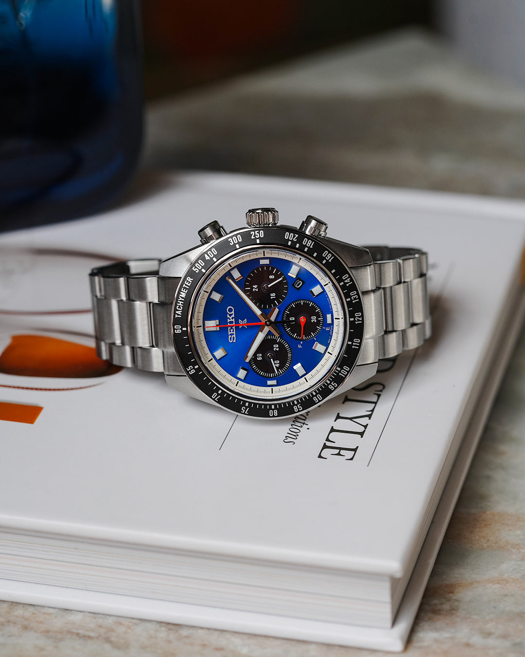 Seiko Prospex Speedtimer Solar Chronograph – Movimento Quarzo Solare, Blu e Nero, 41,4mm – Cod. SSC931P1