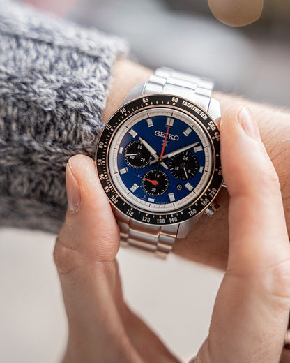 Seiko Prospex Speedtimer Solar Chronograph – Movimento Quarzo Solare, Blu e Nero, 41,4mm – Cod. SSC931P1