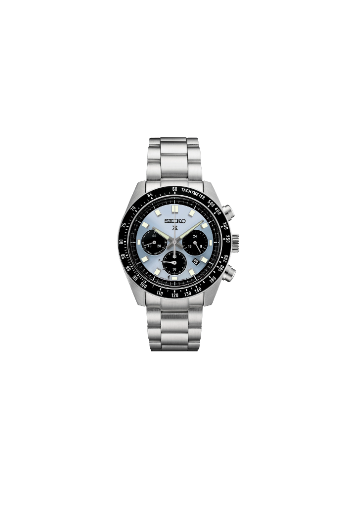Seiko Prospex Speedtimer Solar Chronograph – Solar Quartz Movement, Light Blue and Black, 41.4mm – Ref. SSC935P1