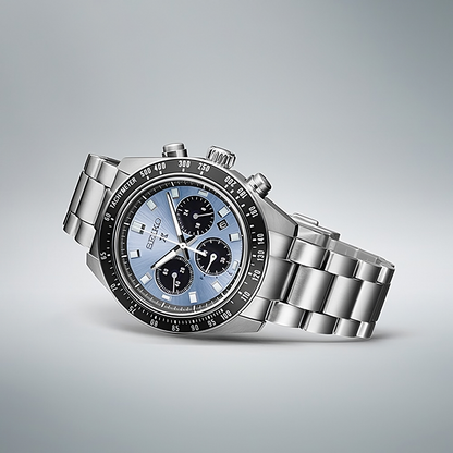 Seiko Prospex Speedtimer Solar Chronograph – Solar Quartz Movement, Light Blue and Black, 41.4mm – Ref. SSC935P1