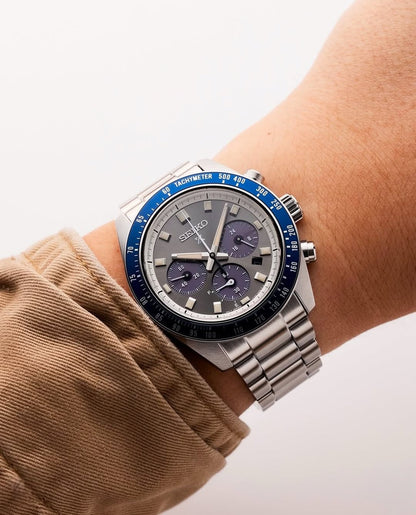 Seiko Prospex Speedtimer Solar Chronograph – Solarquarzwerk, Grau und Blau, 41,4mm – Art.-Nr. SSC939P1