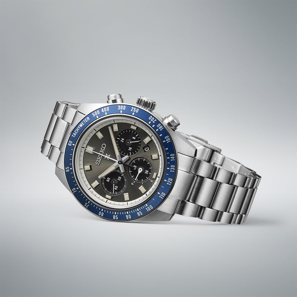 Seiko Prospex Speedtimer Solar Chronograph – Solarquarzwerk, Grau und Blau, 41,4mm – Art.-Nr. SSC939P1