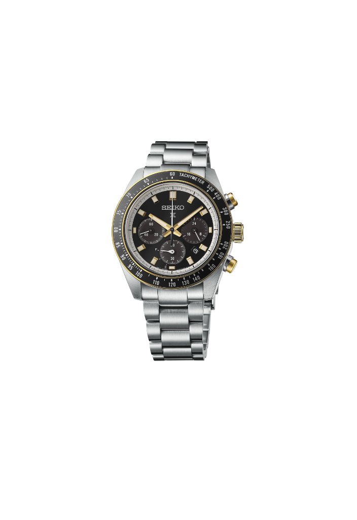 Seiko Prospex Speedtimer Solar Chronograph – Solarquarzwerk, Schwarz und Gold, 41,4mm – Art.-Nr. SSC941P1