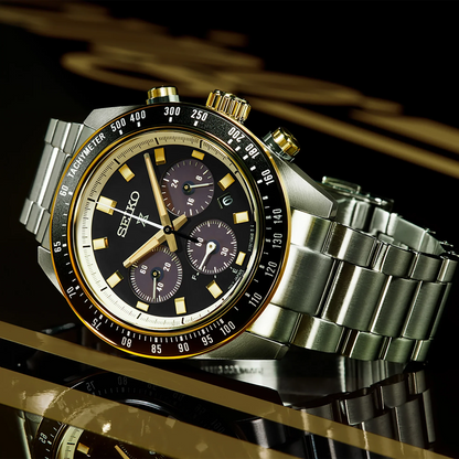 Seiko Prospex Speedtimer Solar Chronograph – Solarquarzwerk, Schwarz und Gold, 41,4mm – Art.-Nr. SSC941P1