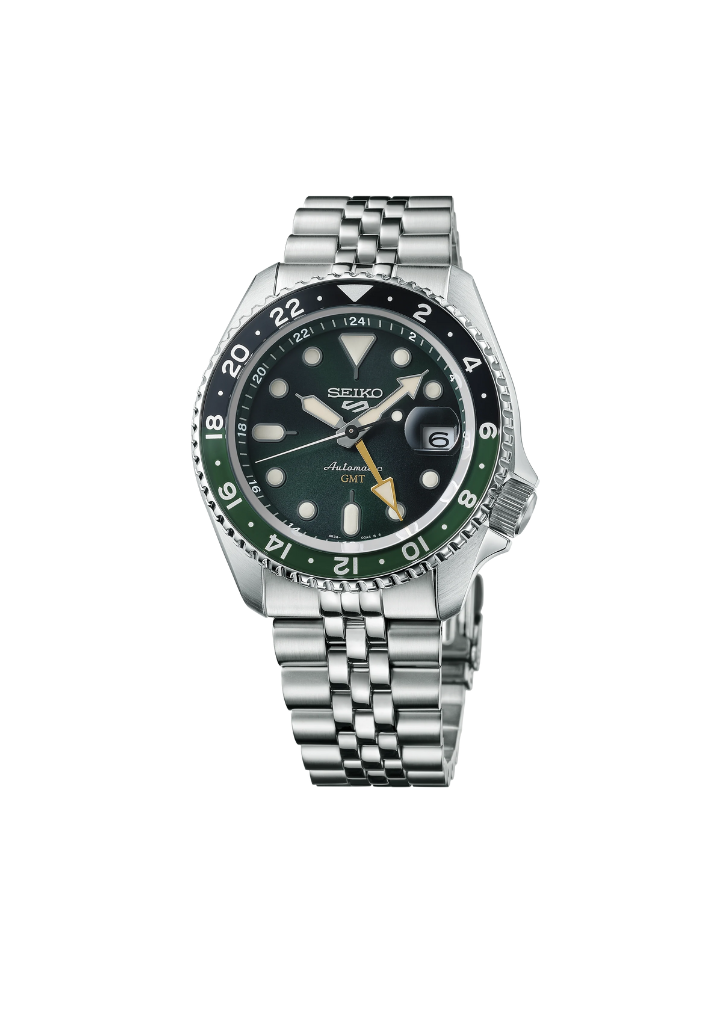 Seiko 5 Sports SSK035 – Automatische GMT, grünes Zifferblatt, 42,5mm, Stahl, Produktcode SSK035