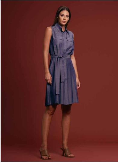 Griffai Abito Donna Smanicato Tencel Blu - DGP3771