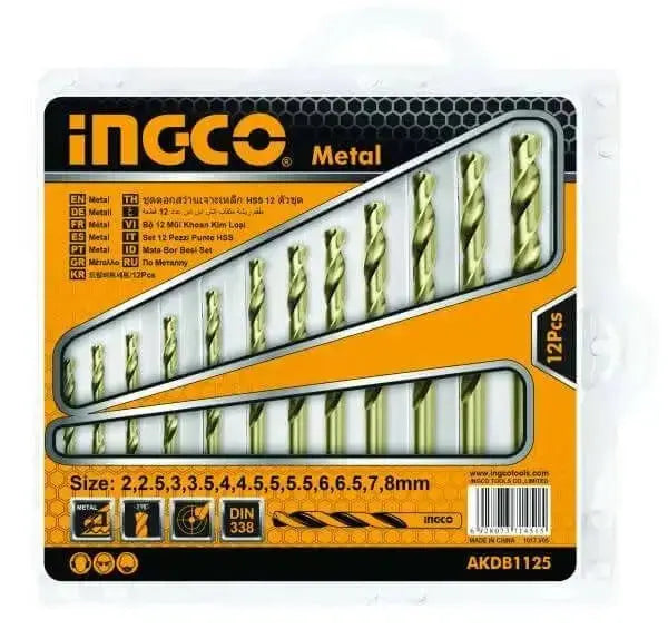 Set 12 punte trapano hss per metallo ingco