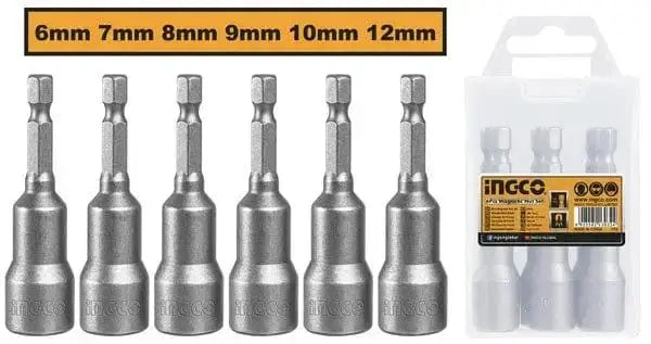 Set of 6 magnetic bit holders 6-12mm Ingco