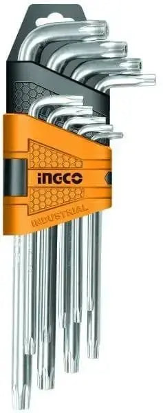 Ingco 9-teiliger Torx-Schlüsselsatz mit Bohrung, extra lang