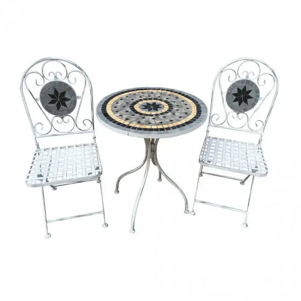 Bistro-Set Alison 3-teilig: Antikweiß Tisch 60x72 cm, Stühle 36x35x91 cm