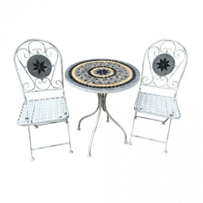 Bistro-Set Alison 3-teilig: Antikweiß Tisch 60x72 cm, Stühle 36x35x91 cm